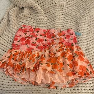 ⭐️NEW W/ TAGS⭐️ Anthropologie Maeve Ruffled Linen Mini Skirt 24W